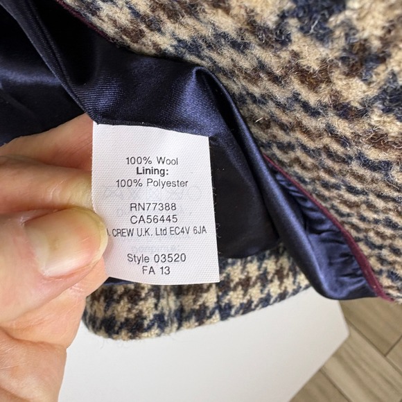 J Crew Schoolboy Blazer Houndstooth Gold Button Wool Navy Brown Size 4 - Picture 11 of 12